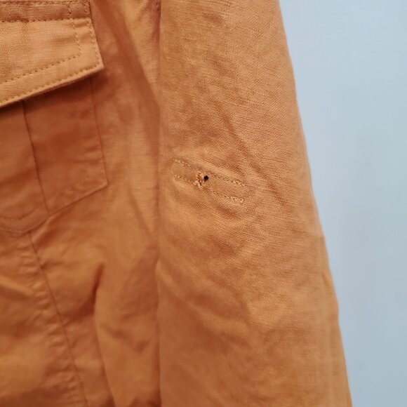 KIM Kim Rogers Women's Orange 100% Linen Roll Tab Button Up Safari Shirt Sz L - Picture 8 of 9